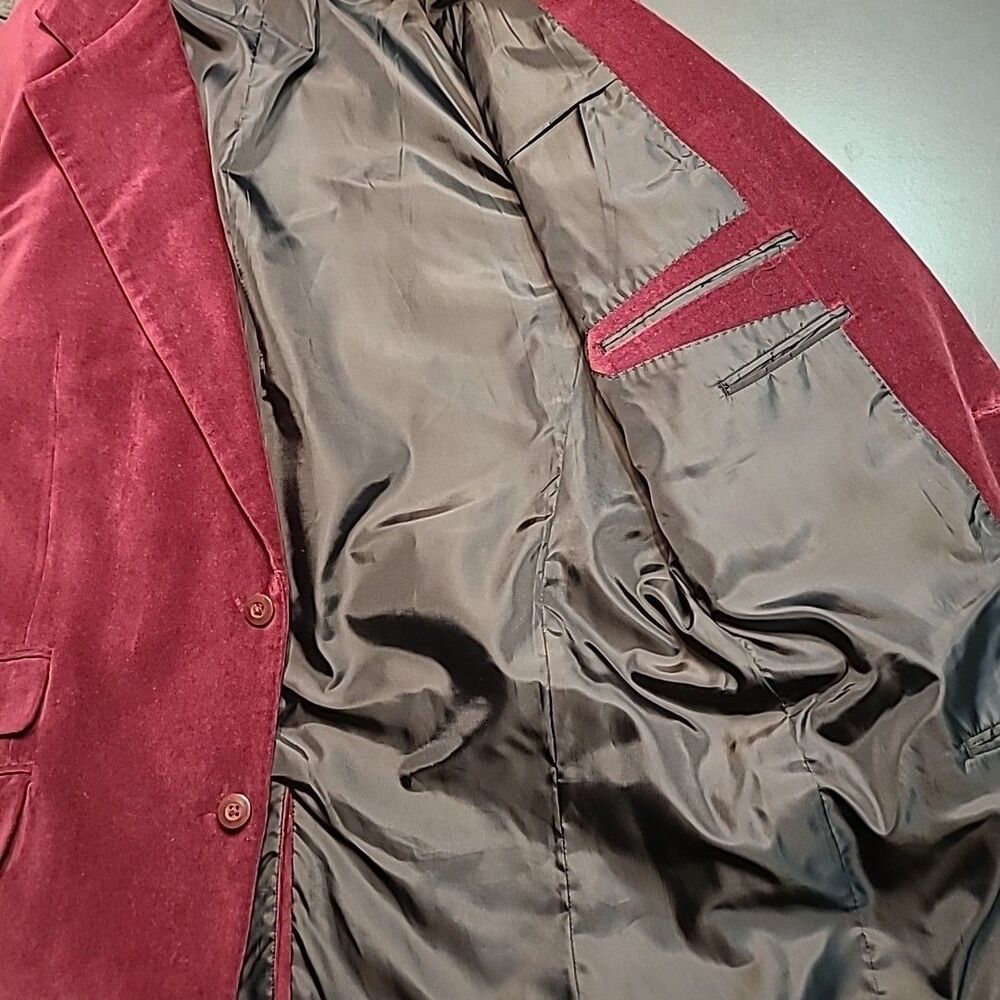 VTG 90s Y2K DRAGONFLY Maroon Velvet Blazer Jacket Mens 3XL Dragon Embroidered - Picture 9 of 11